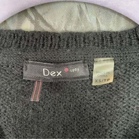 DEX 1963 Black Fair Isle Wool Mohair Blend Sweater - Picture 4 of 5